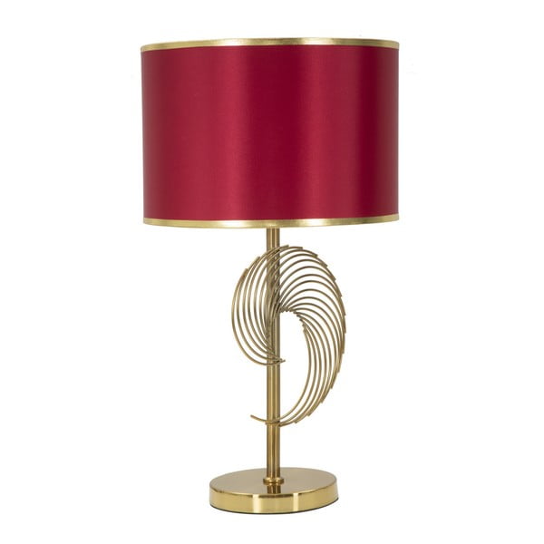 Виненочервена настолна лампа със златист спираловиден дизайн - Mauro Ferretti