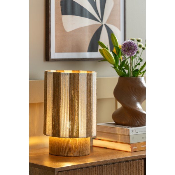 Бяла/в естествен цвят въжена настолна лампа (височина 35 cm) Vienna Stripes – Leitmotiv-image-1