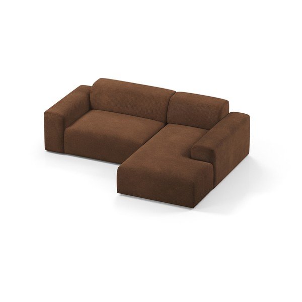 Кафяв ъглов диван от велур , 250 см, десен ъгъл Karen - Marie Claire Home-image-3