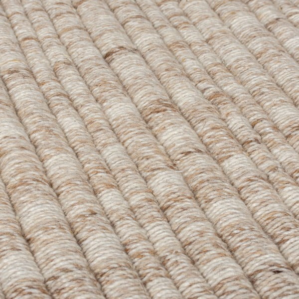 Бежов ръчно изработен килим със смес от вълна 120x170 cm Rene Fringed Ribbed – Flair Rugs-image-3