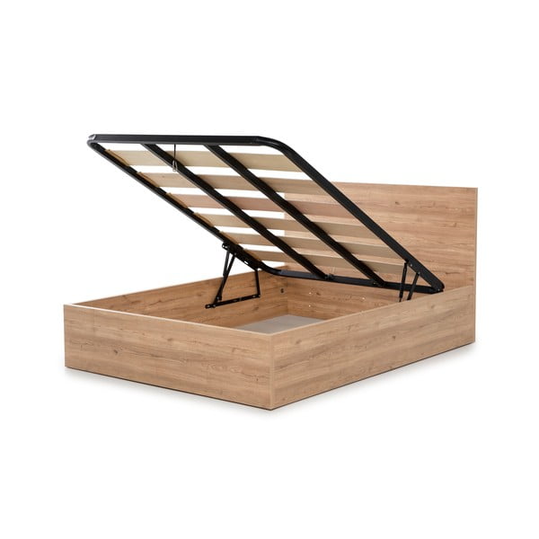 Двойно легло с пространство за съхранение и решетка 160x200 cm в естествен цвят Kronos - Marckeric-image-4