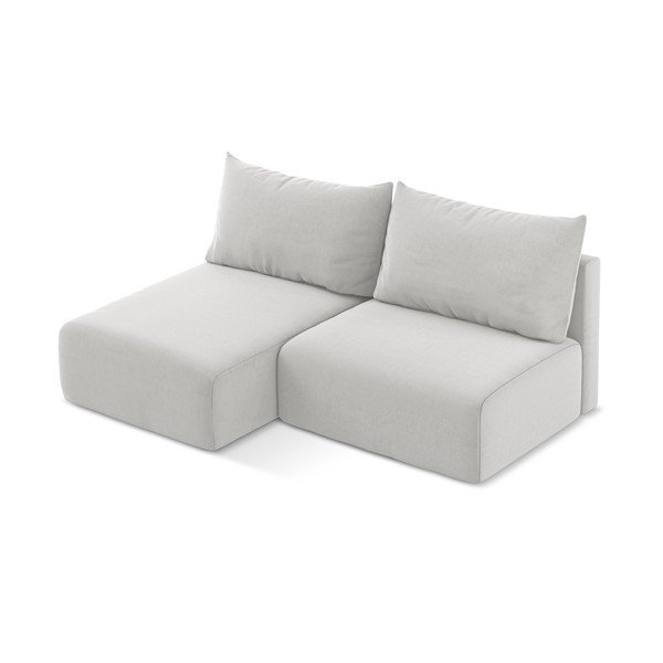 Светлосив кадифен сгъваем/с място за съхранение ъглов диван (ляв ъгъл) Kalena – Makamii-image-3