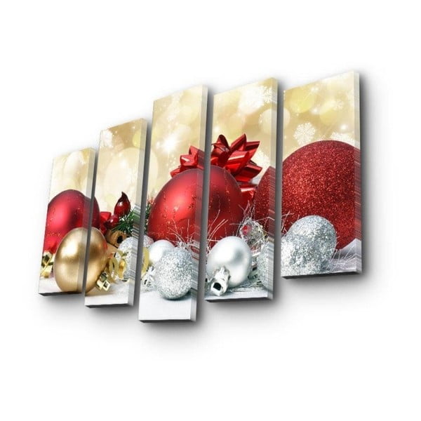 Pětidílný obraz Christmas Ornaments
