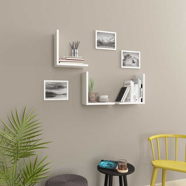 Бели рафтове в комплект от 3 Wesley - Kalune Design-image-1