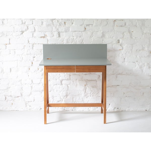 Сиво бюро с основа от ясенова дървесина, дължина 110 cm Luka Oak - Ragaba-image-1