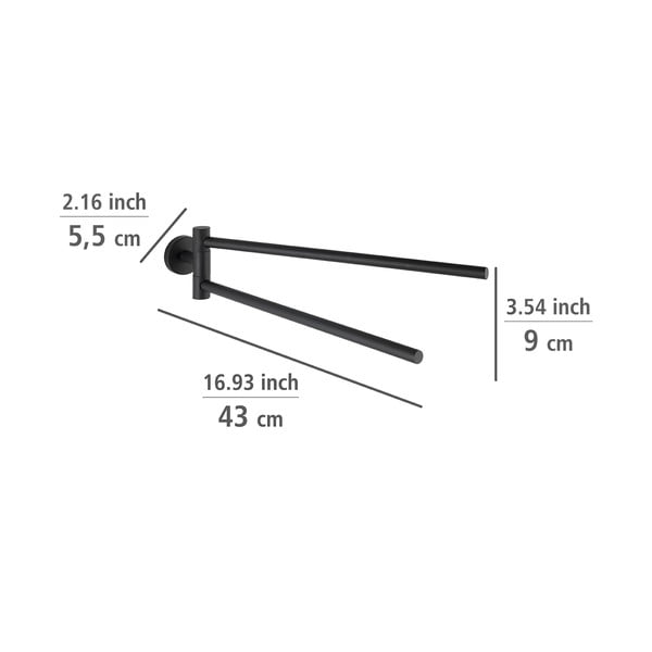 Матово-черна самозалепваща се поставка за кърпи от неръждаема стомана Bosio – Wenko-image-1
