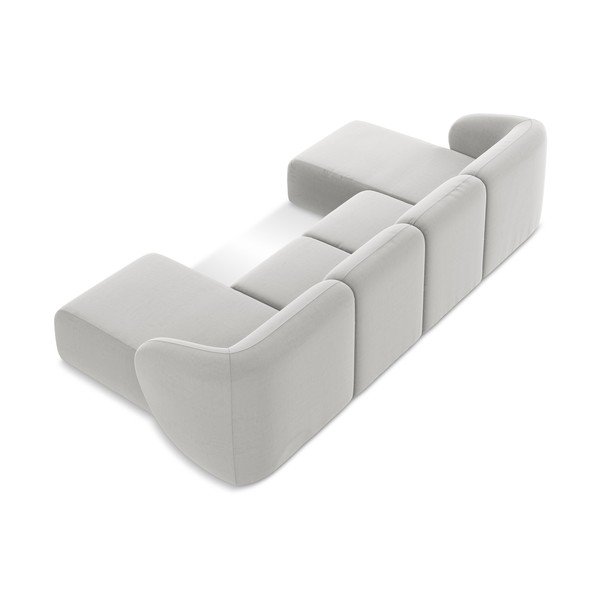 Светлосив кадифен ъглов диван (U форма) Lani – Makamii-image-3