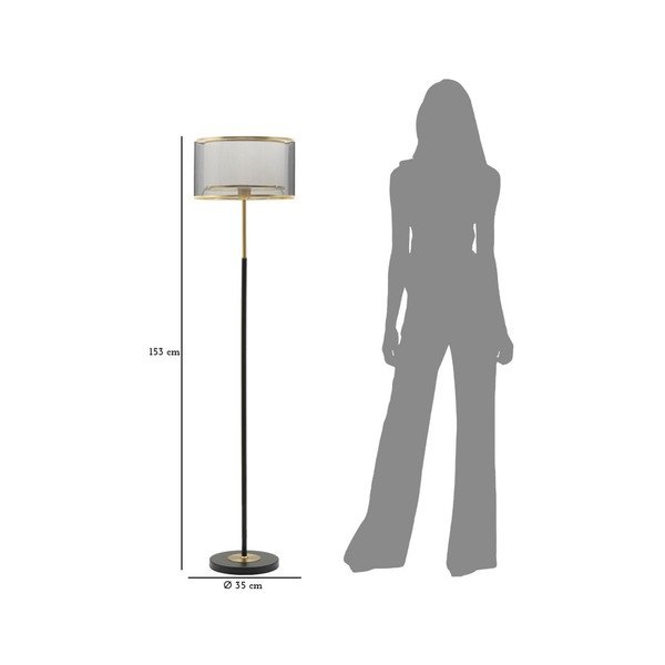 Черна/златистa подова лампа с текстилен абажур (височина 153 cm) Levels – Mauro Ferretti-image-4