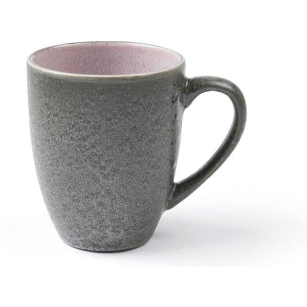 Сива керамична чаша с дръжка и розова глазура отвътре , 300 ml Mensa - Bitz