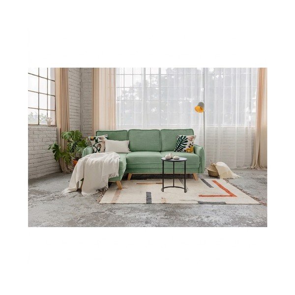 Светлозелен разтегателен ъглов диван от рипсено кадифе (променлив) Tori – Bonami Selection-image-1