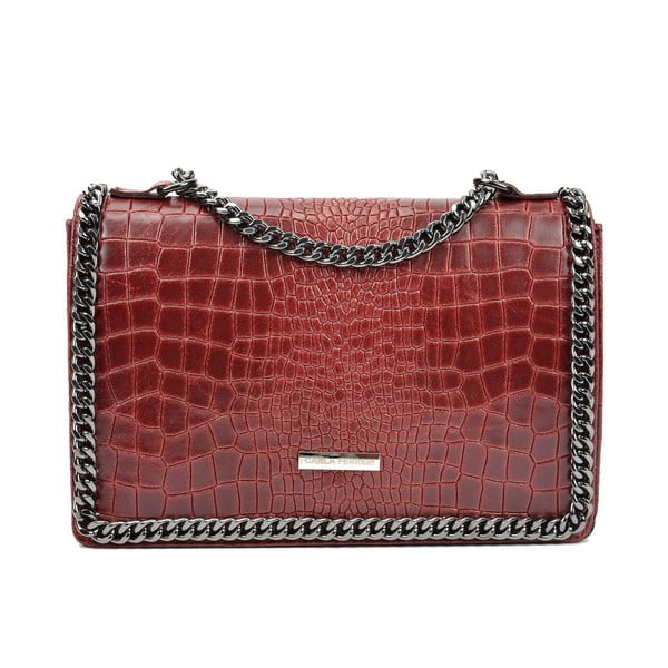 Червена кожена чанта с верига - Carla Ferreri