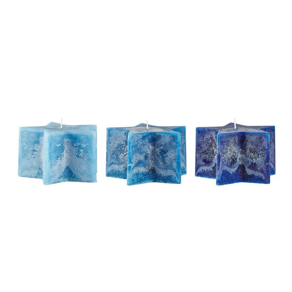 Комплект от 3 сини свещи Stars, ⌀ 14 x 8,5 cm - KJ Collection
