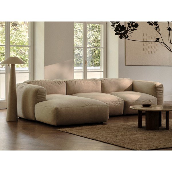 Бежов кадифен модул за диван (среден модул) Martina – Micadoni -image-1