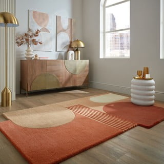 Ръчно изработен вълнен килим теракотен 200x290 cm Lozenge Terracotta – Flair Rugs