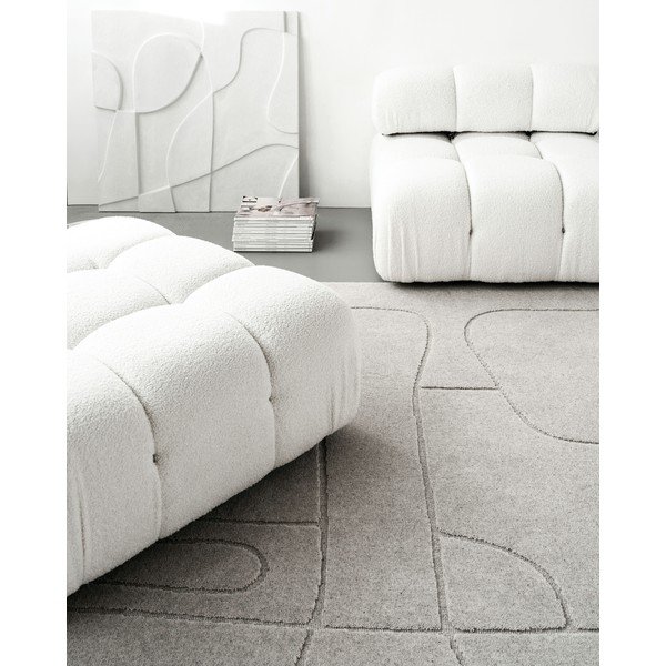 Светлосив вълнен килим 133x190 cm Morphic – Agnella-image-4