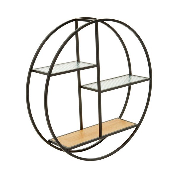 Черен/в естествен цвят на няколко нива метален стенен рафт 61 cm Mataram – Premier Housewares