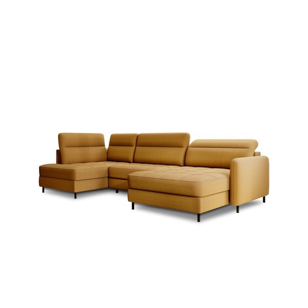 Жълт кадифен разтегателен ъглов диван с място за съхранение (ляв ъгъл U форма) Berrto – ELTAP-image-2