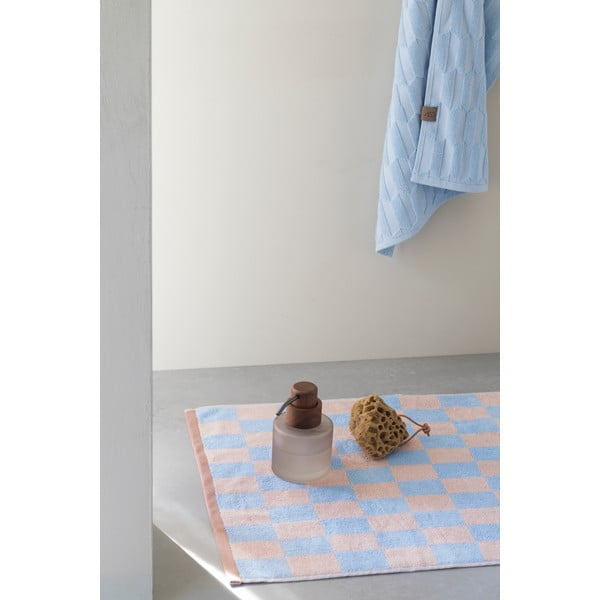 Синьо-розов килим за баня от органичен памук 50x80 cm Retro – Mette Ditmer Denmark-image-1