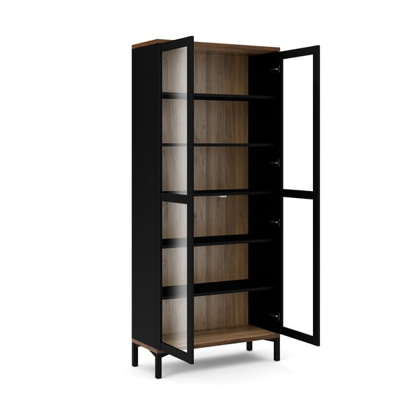 Витрина от декор от орех в черен и естествен цвят 89x203x36 cm Roomers – Tvilum-image-2