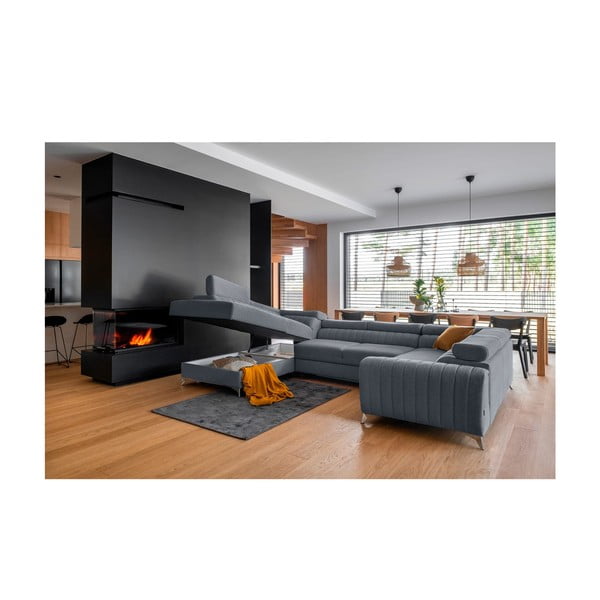 Син разтегателен ъглов диван с място за съхранение (ляв ъгъл U форма) Louis – ELTAP-image-2