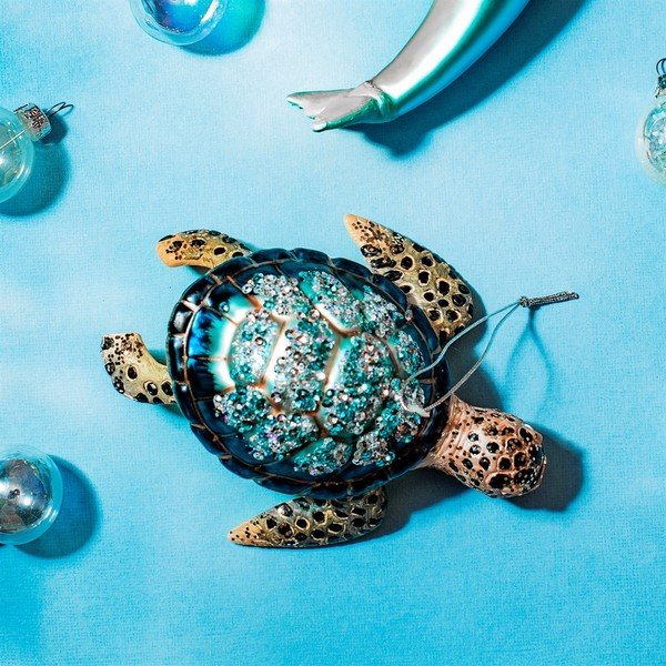  Ръчно изработена коледна украса 4 cm Turtle – Sass & Belle-image-1