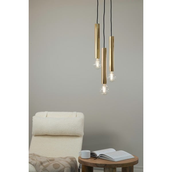 Висяща лампа в златист цвят с метален абажур 25x25 cm Sencillo - Markslöjd-image-1