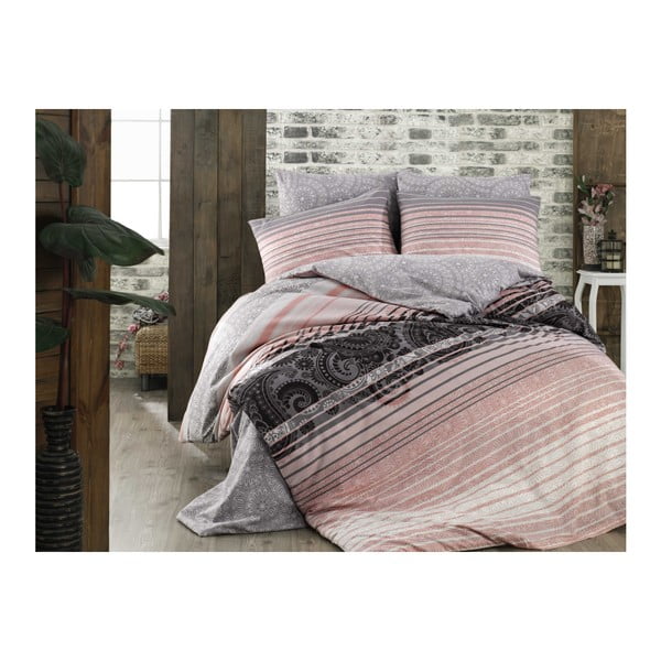 Памучно спално бельо Ranforce с чаршаф за двойно легло Denisa Salmon, 200 x 220 cm - Mijolnir