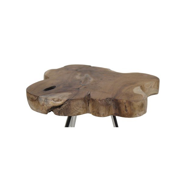 Odkládací stolek s deskou z neopracovaného teakového dřeva HSM collection Tribe, ⌀ 40 cm-image-1
