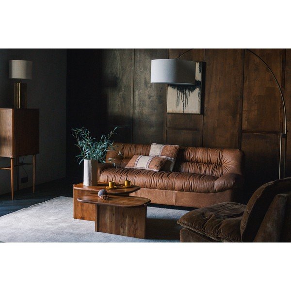 Кожен диван в цвят кафяв коняк 214 cm Douglas – Dutchbone-image-1