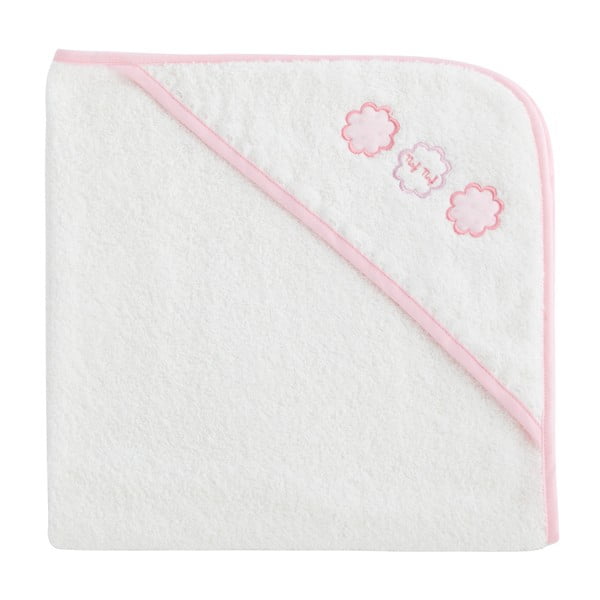 Бебешка кърпа от 100% памук с качулка и розов кант Tres Chic, 100 x 100 cm - Naf Naf