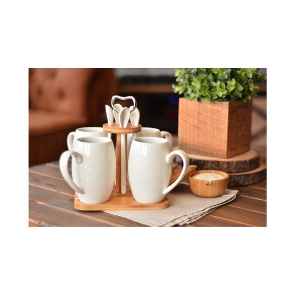 Комплект за кафе, изработен от порцелан и бамбук Suedo - Bambum-image-2