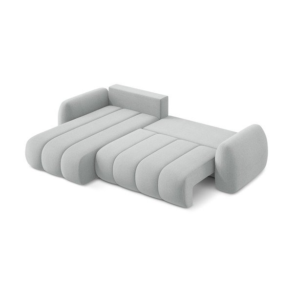 Светлосив разтегателен ъглов диван с място за съхранение от букле (ляв ъгъл) Pele – Makamii-image-4