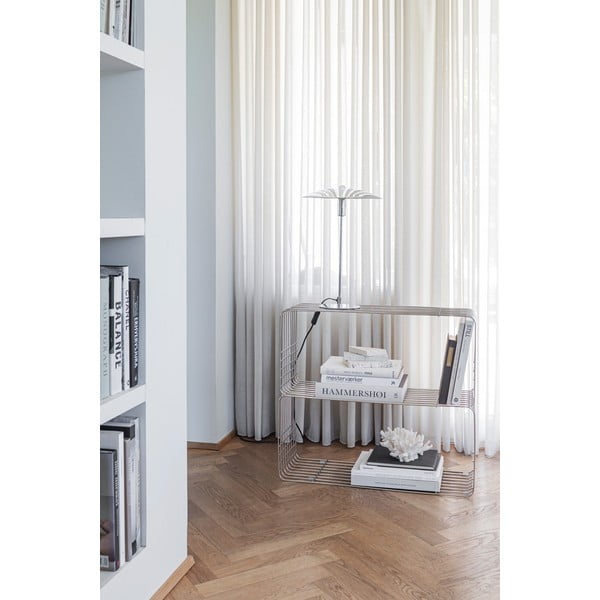 Метална стенна библиотека в блестящо сребрист цвят 70x30 cm Wire – Mette Ditmer Denmark-image-4