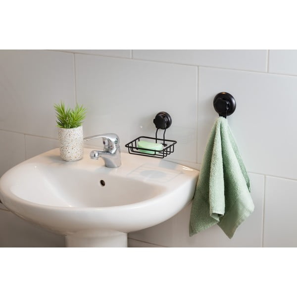 Черен самозадържащ се държач за сапун за стена Черен държач за сапун и гъба Bestlock - Compactor-image-1