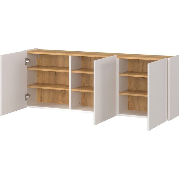 Кремаво висящо шкафче с дъбов декор 138x52x25 cm Libbiano – Germania-image-2