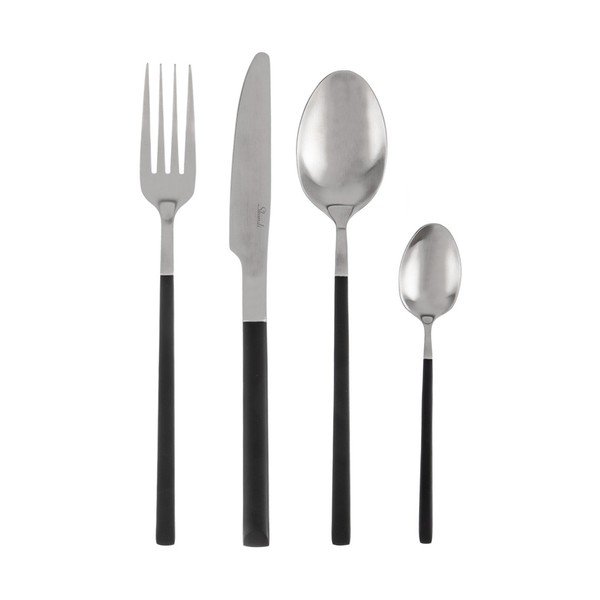 Черен/в сребрист цвят прибори за хранене от неръждаема стомана 24 бр. Skandi – Orion