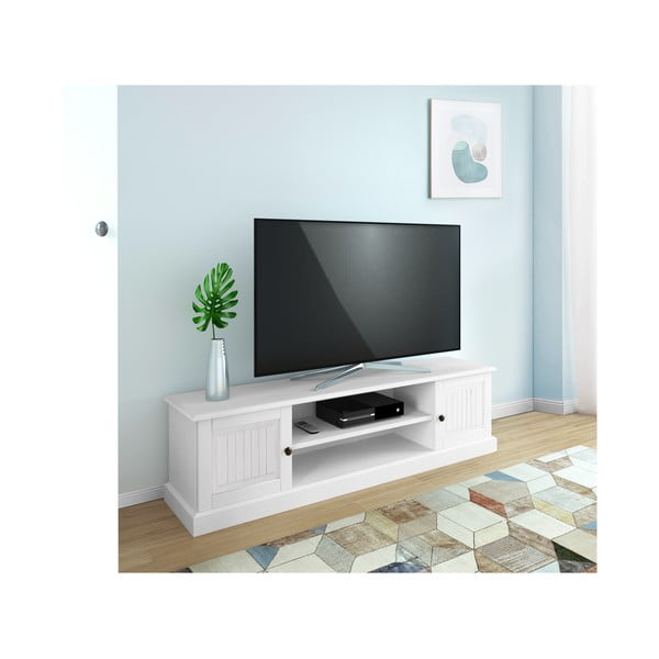 Бяла маса за телевизор от масивен бор 45x40 cm Mille – Støraa-image-1
