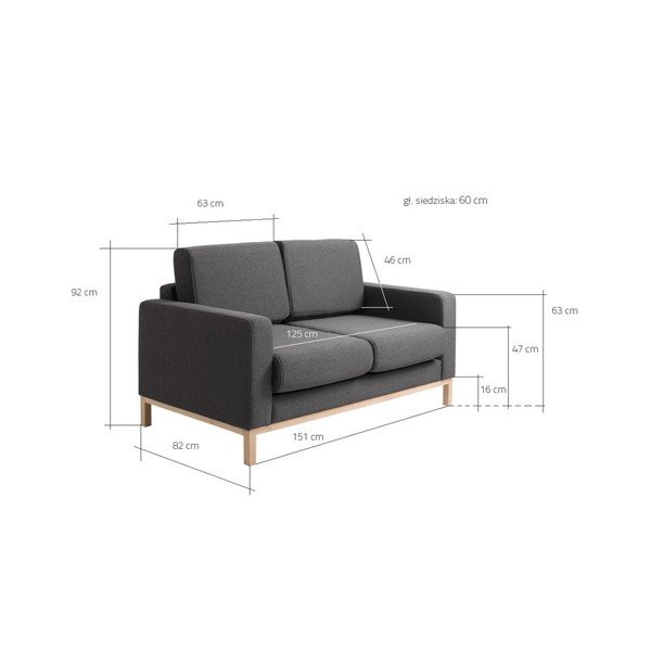 Antracitově šedá dvoumístná pohovka Custom Form Scandic-image-2