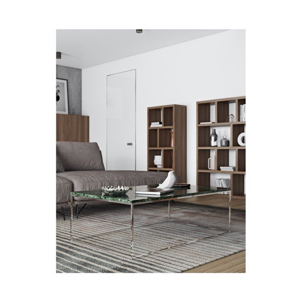 Масичка за кафе с хромирана основа и плот от зелен мрамор Prairie, 75 x 120 cm Gleam - TemaHome-image-3