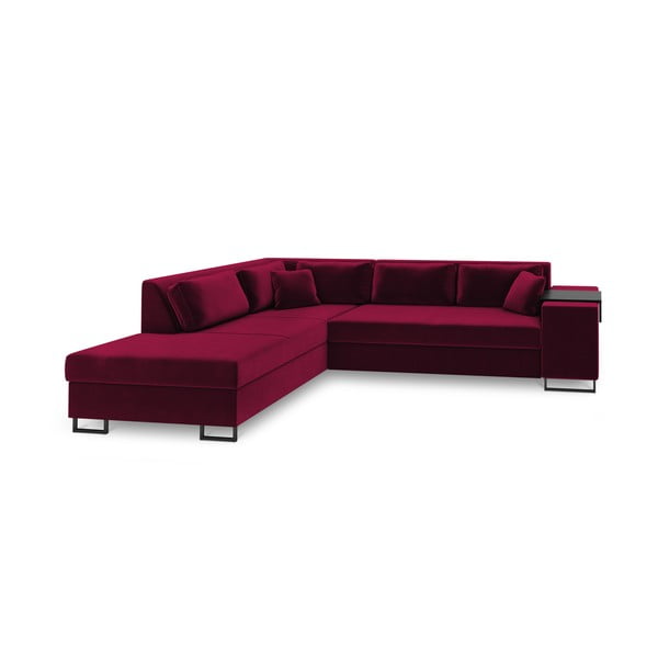 Ъглов разтегателен диван от червено кадифе , ляв ъгъл York - Cosmopolitan Design