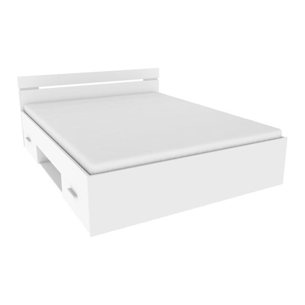 Bílá postel s úložným prostorem Demeyere Michigan, 160 x 200 cm
