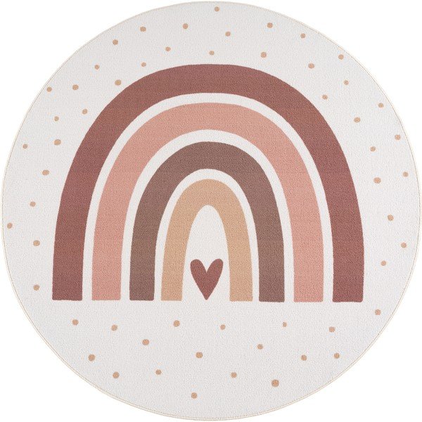 Кремав детски килим подходящ за пране ø120 cm Coco 1132 – Ayyildiz Carpets