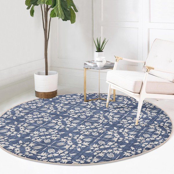 Син кръгъл килим подходящ за пране и за прахосмукачки роботи ø 100 cm Comfort – Mila Home-image-2