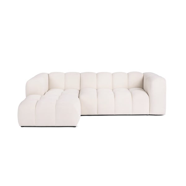 Кремав кадифен ъглов диван (ляв ъгъл) Cube – Bonami Selection