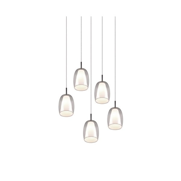 Висящо осветително тяло със стъклен абажур ø 48 cm в сребристо Barret - Trio Select-image-2