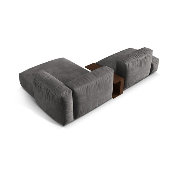 Сив кадифен модулен ъглов диван (десен ъгъл) Martina – Micadoni -image-3