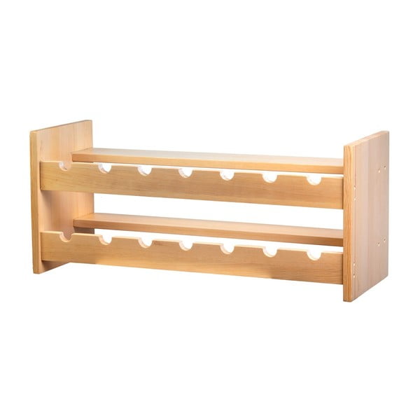 Стенен стелаж за вино от борова дървесина в естествен цвят брой бутилки 14 Carol - Kalune Design-image-2