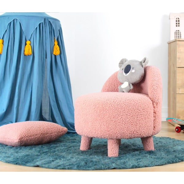 Светлорозов детски фотьойл от плат букле Moouv – Artie-image-1