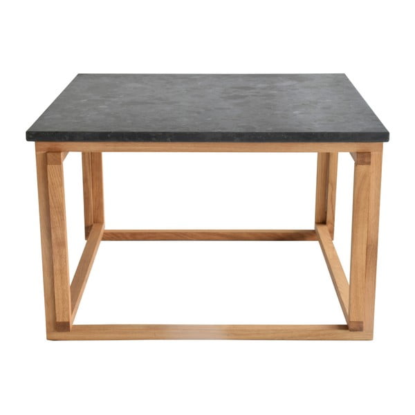 Černý žulový odkládací stolek s podnožím z dubového dřeva RGE Accent, šířka 75 cm