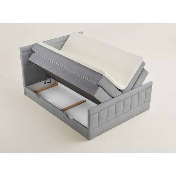 Сиво боксспринг легло 180x200 cm с място за съхранение Caya – Maison de Rêve-image-3